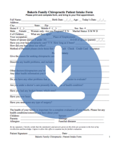 Bakeris Family Chiropractic Patient Intake Form