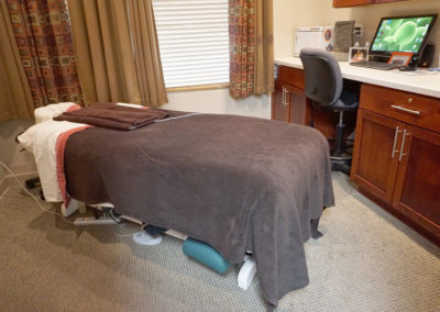Licensed massage therapist room at the Bakeris Family Chiropractic in Coralville, Iowa